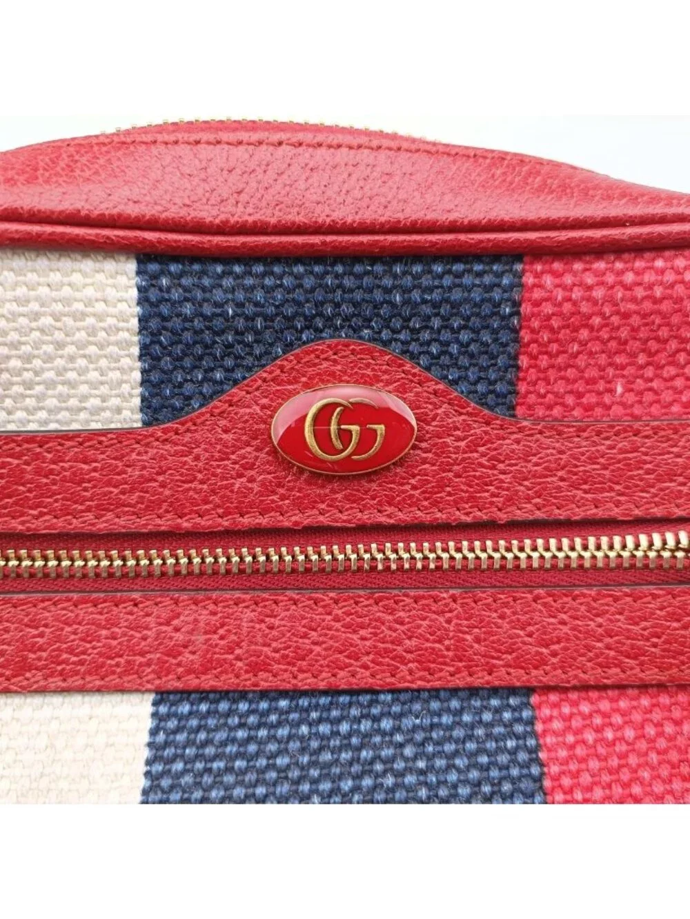 ★SOLD★ Gucci Ophidia Red Navy Ivory Canvas Leather Messenger - Picture 12 of 15